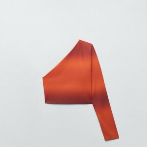 Orange One-Shoulder Top Asymmetrical